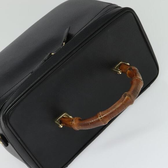 GUCCI Bamboo Hand Bag Leather Black Gold 013 2122 013 2122 - Picture 6 of 16